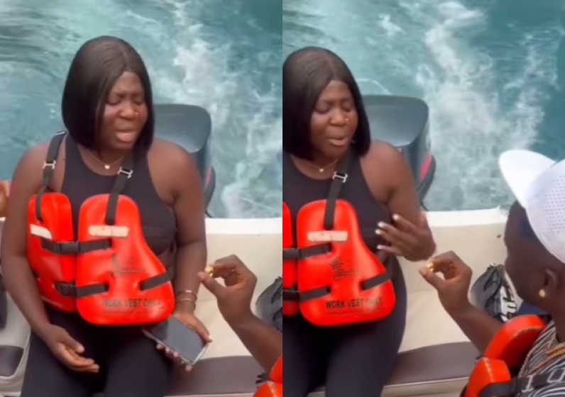 Nigerian Big Boy Orders Girlfriend Off Boat at Sea as She Rejects His Marriage Proposal