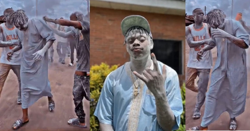  Nigerian Man Showered In Powder After Wife Gives Birth To Baby Boy (VIDEO)