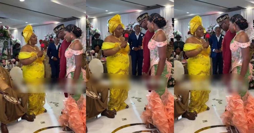 “I know how many women I rejected before I picked her” – Groom’s mother says as she prays for a couple on their wedding day (WATCH)