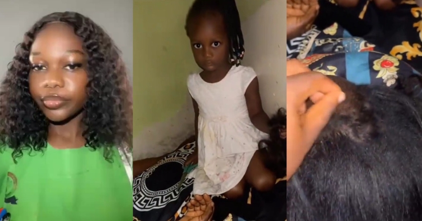 “Help me bǝg my mum in the comments” – Lady plǝads after her younger sister sh@ves their mum’s hair in her sleep (VIDEO)
