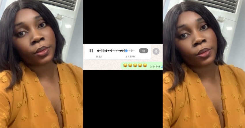  Lady shares voice note from a man who promised to sp0il and turn her life around after sending her ₦200 recharge card (WATCH)