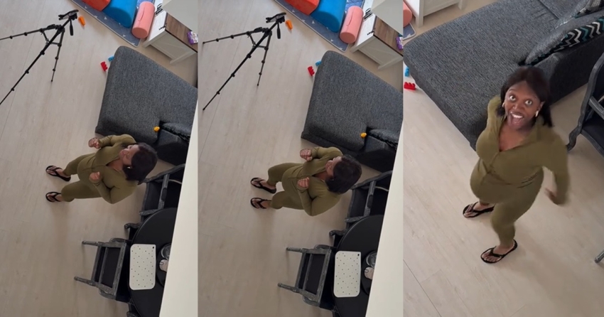 Expectant Mum Shares Hilarious Moment Her Husband Caught Her Doing a TikTok Challenge After Claiming She was too Tired (WATCH)