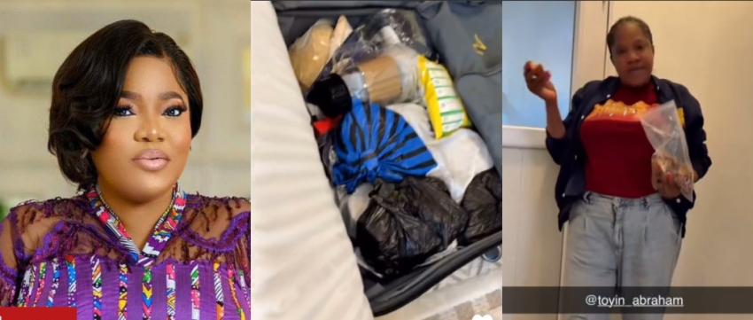 Oversabi Aunty Toyin Abraham Arrives In Tanzania With Boxes Of Gifts For Priscilla’s Son