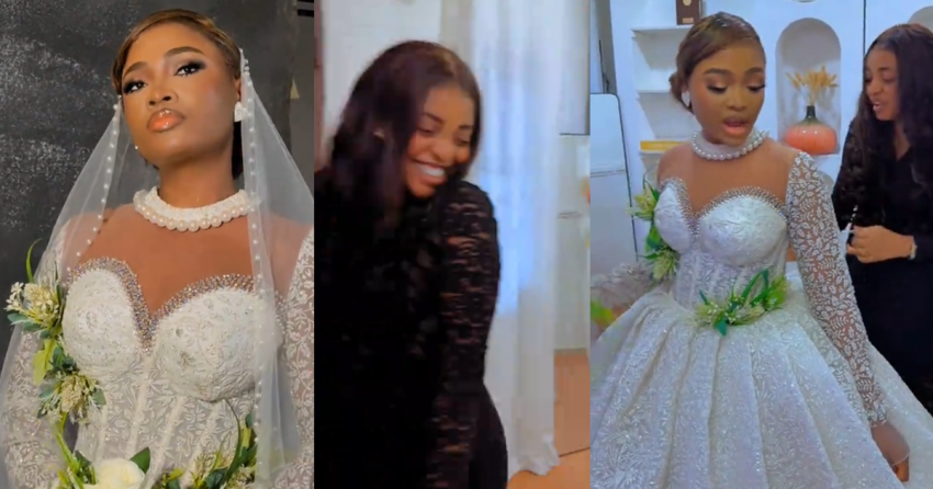 “Her happiness is suspicious” – Bride cautions her chief bridesmaid against dancing more than her on her big day (Watch))