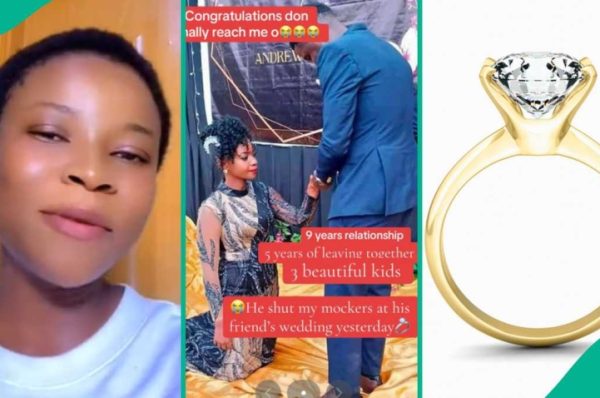 Photo: See how this lady knelt to collect ring from her man