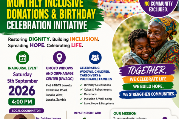 HOPe Africa International Launches Flagship Zambia–USA Monthly Inclusive Donations and Birthday Celebration Initiative in Lusaka